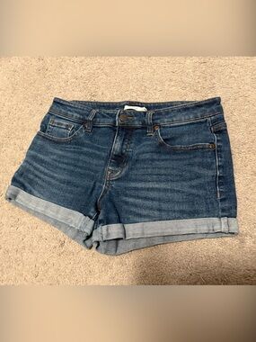 Harper Dark Blue Rolled Hem Jean Shorts